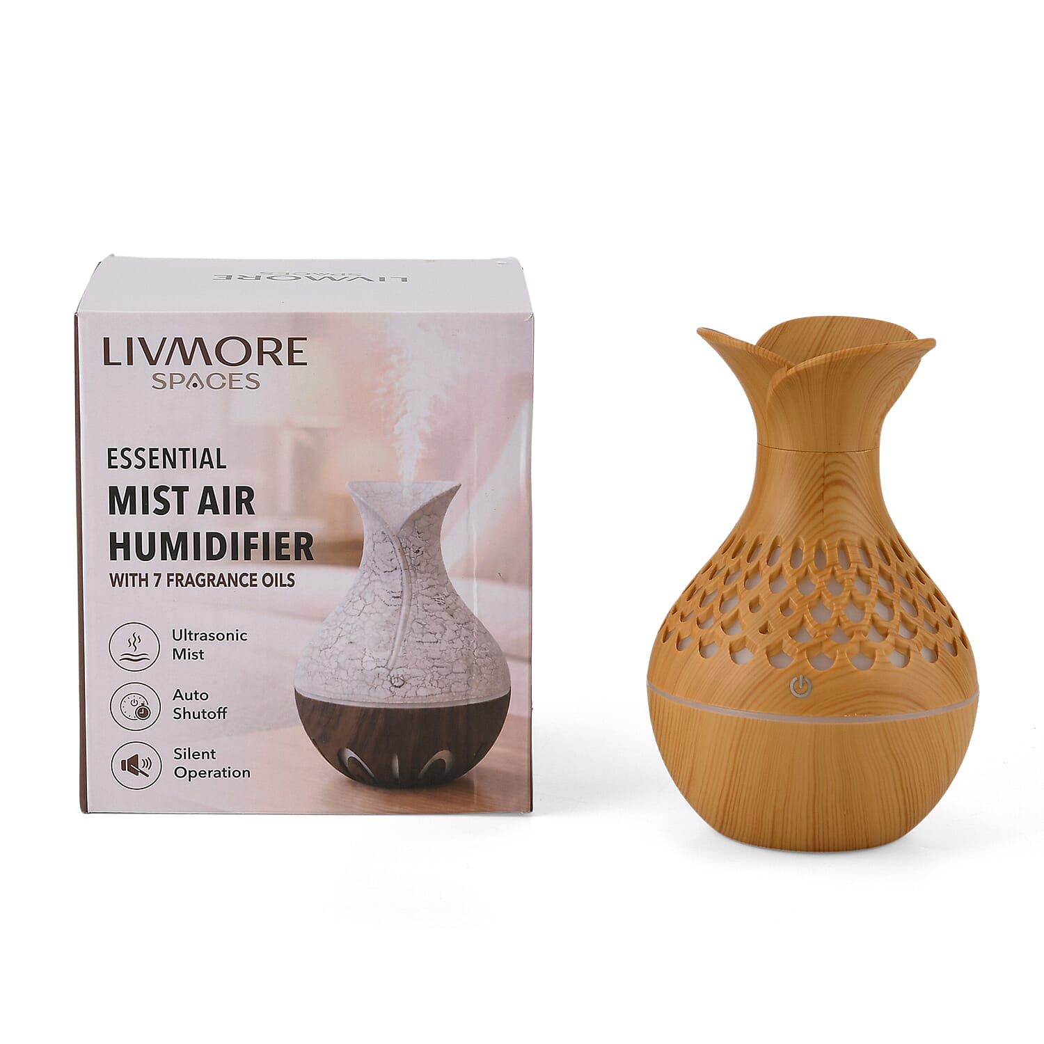 Ultrasonic Mist Humidifier With 7 Fragrance Oils - Light Brown