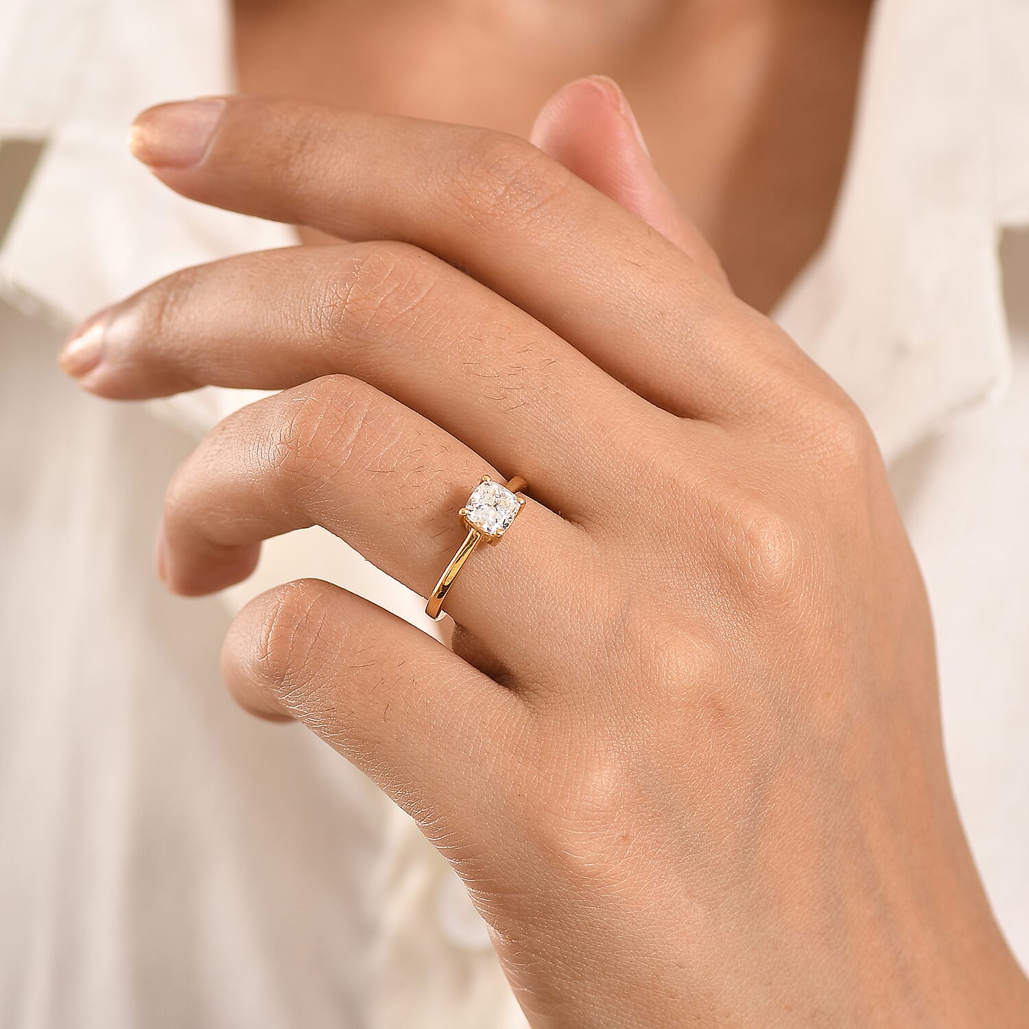 Luxuriant SI-G-H Lab Grown Diamond Solitaire Ring in 18K Vermeil Yellow Gold Plated Sterling Silver 1.02 Ct.