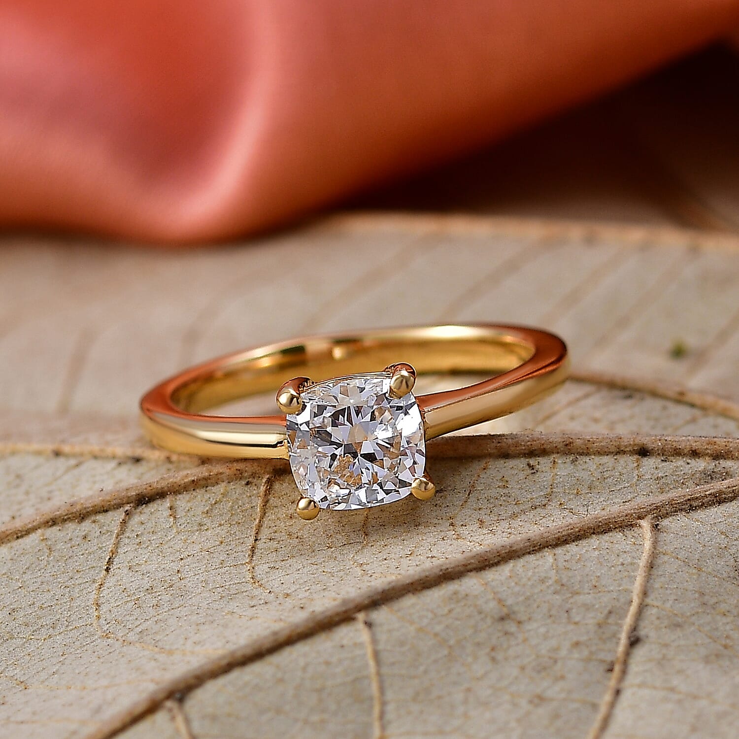 Luxuriant SI-G-H Lab Grown Diamond Solitaire Ring in 18K Vermeil Yellow Gold Plated Sterling Silver 1.02 Ct.
