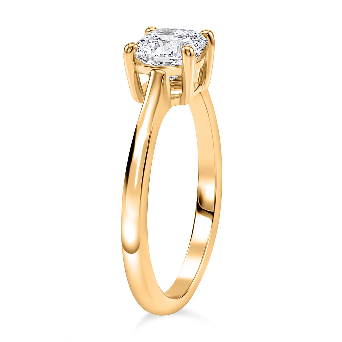 Luxuriant SI-G-H Lab Grown Diamond Solitaire Ring in 18K Vermeil Yellow Gold Plated Sterling Silver 1.02 Ct.