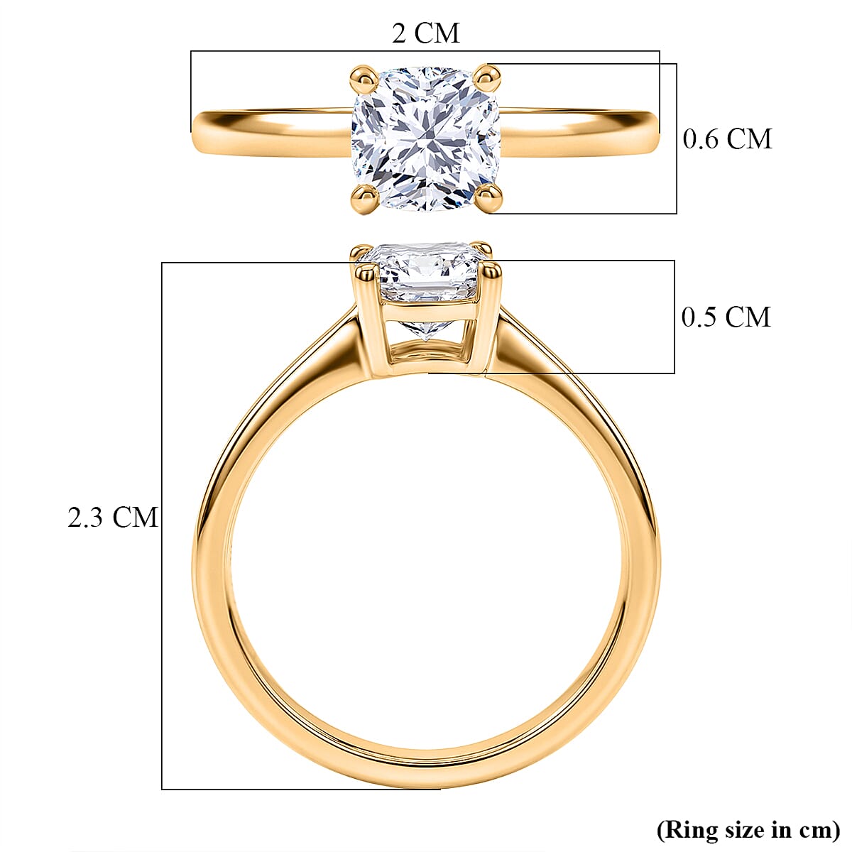 Luxuriant SI-G-H Lab Grown Diamond Solitaire Ring in 18K Vermeil Yellow Gold Plated Sterling Silver 1.02 Ct.
