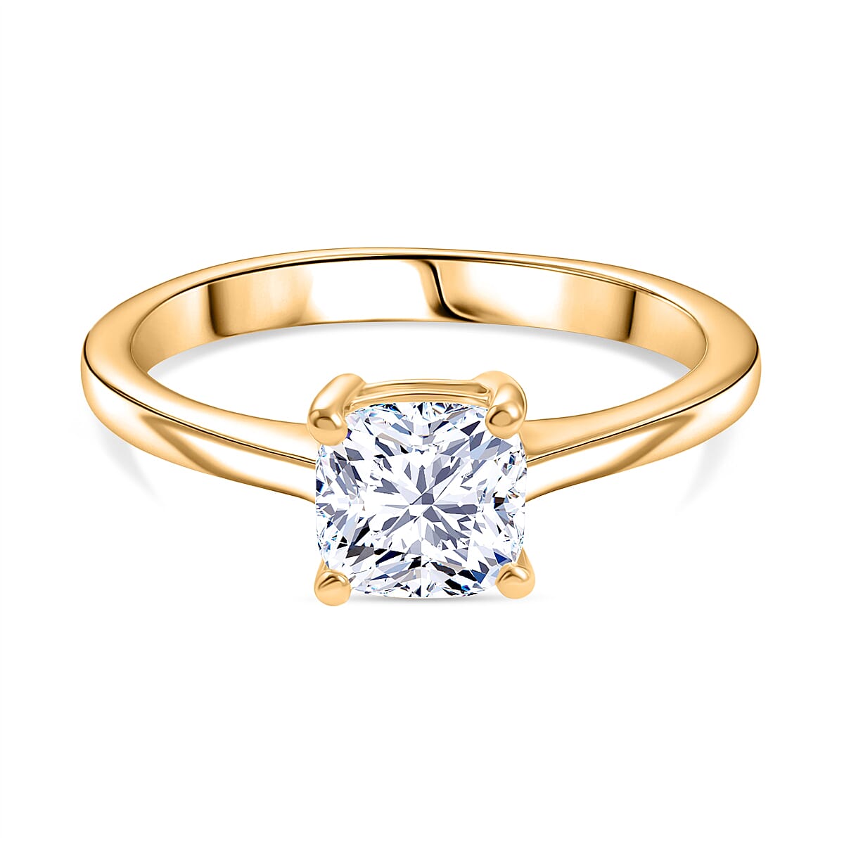 LUXURIANT 1 Ct. Lab Grown Diamond Solitaire Ring in 18K Vermeil Yellow Gold Over Sterling Silver (SI-G-H)