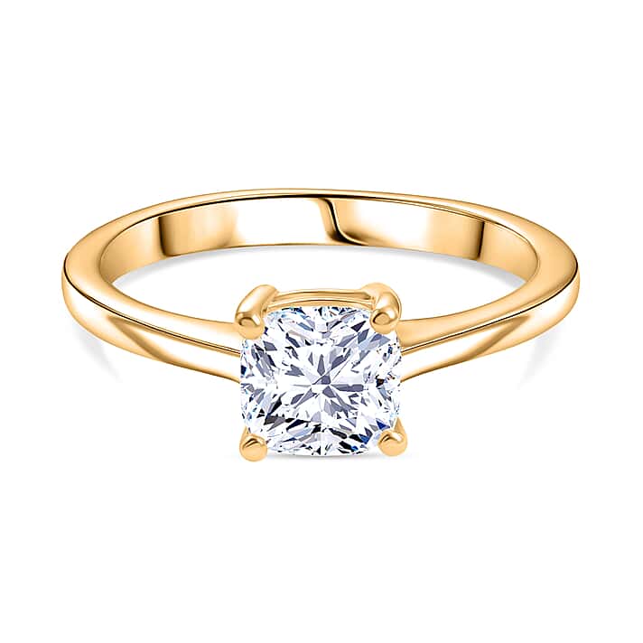 LUXURIANT 1 Ct. Lab Grown Diamond Solitaire Ring in 18K Vermeil Yellow Gold Over Sterling Silver (SI-G-H)