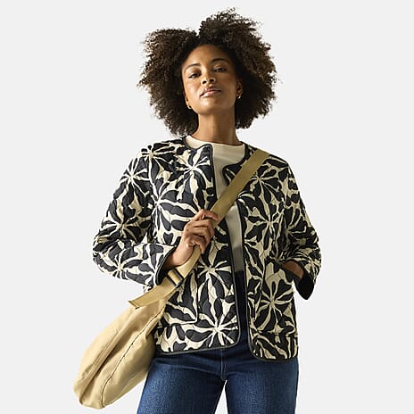 Regatta Womens Floral Quilted Jacket with Water-Repellent Finish and Pockets (Size 18) - Beige