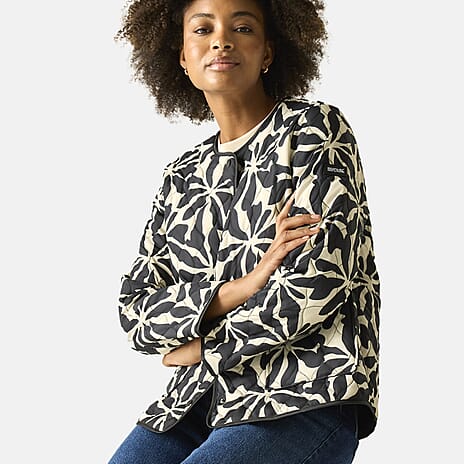 Regatta Womens Floral Quilted Jacket with Water-Repellent Finish and Pockets (Size 18) - Beige