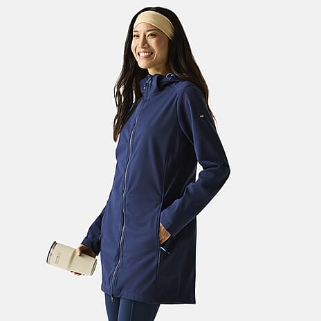 Regatta Womens Softshell Waterproof Longline Jacket with Detachable Hood (Size 20) - Navy