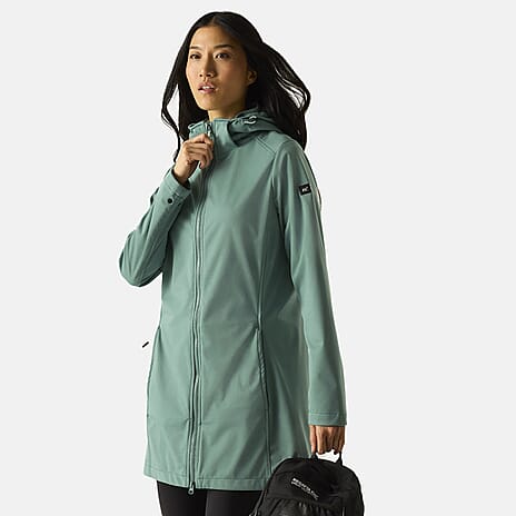 Regatta Womens Softshell Waterproof Longline Jacket with Detachable Hood (Size 22) - Moss Green