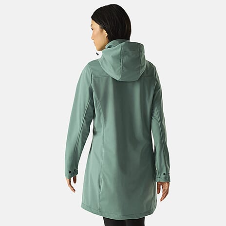 Regatta Womens Softshell Waterproof Longline Jacket with Detachable Hood (Size 22) - Moss Green