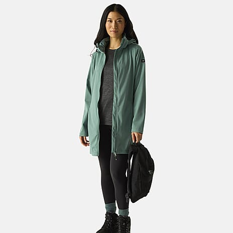 Regatta Womens Softshell Waterproof Longline Jacket with Detachable Hood (Size 26) - Moss Green
