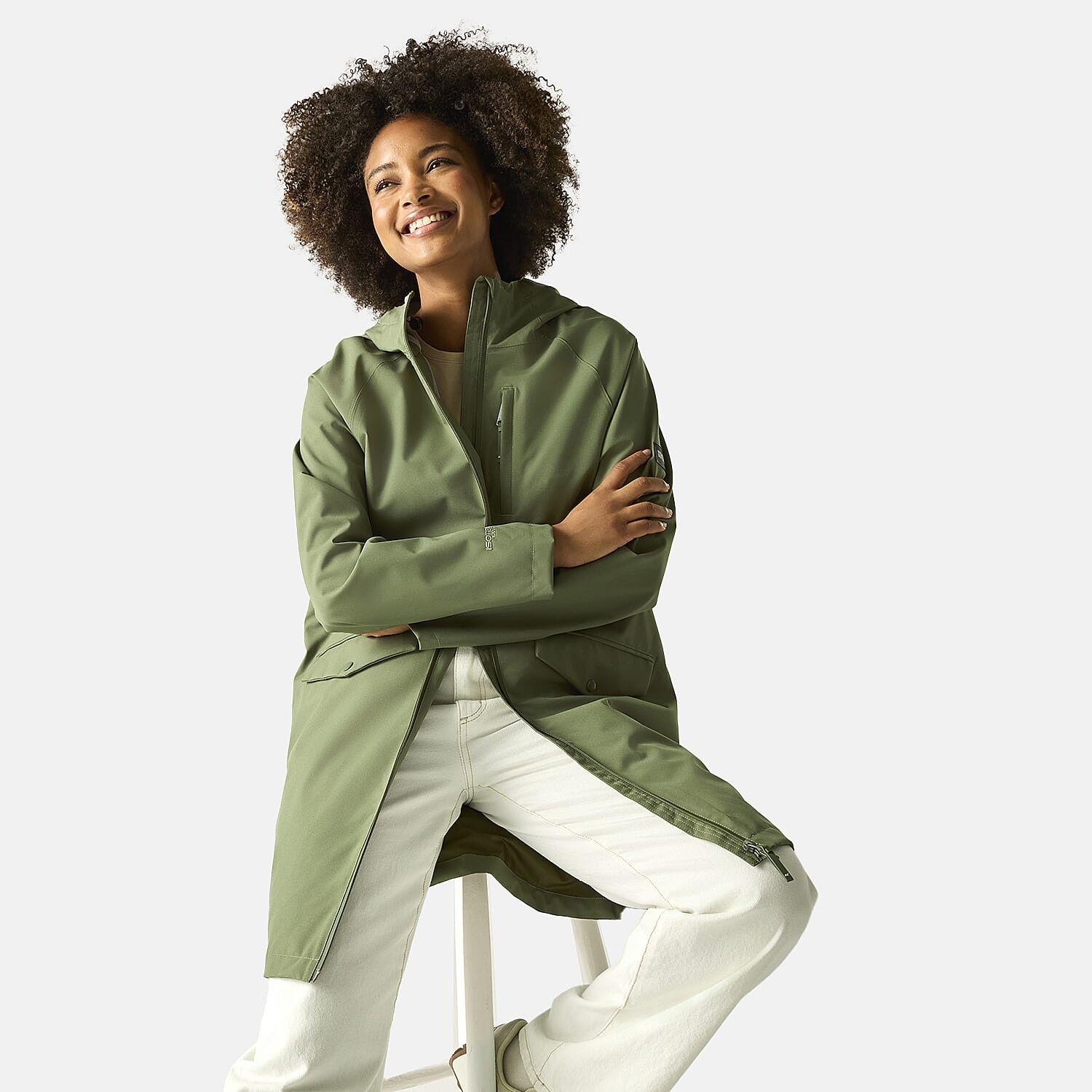 Regatta Womens Waterproof Longline Jacket with Adjustable Waist and Hood (Size 20) - Green