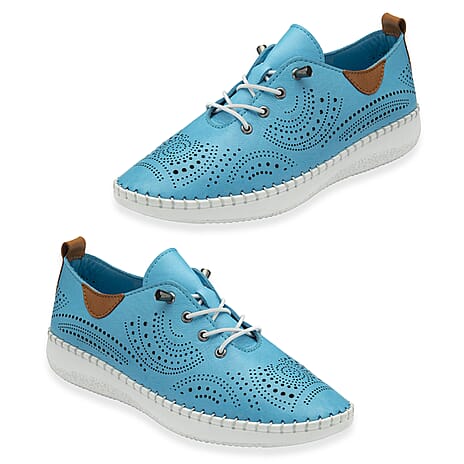Lotus Womens Leather Tassia Lace-Up Shoes (Size 5) - Blue