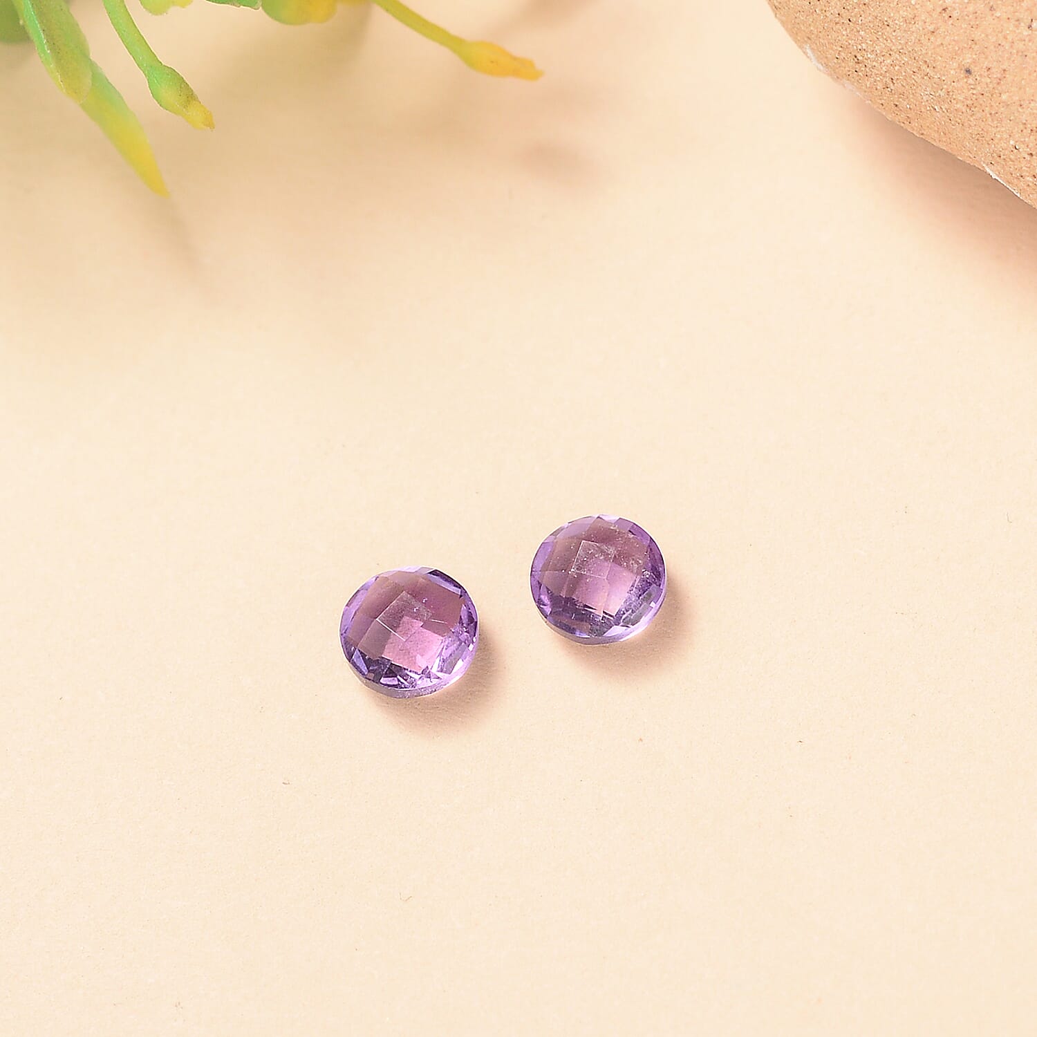 Set Of 2 African Amethyst Round 5 mm Gemstone, 1.00 Ct