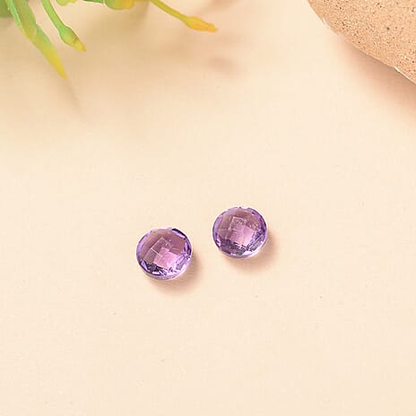 Set Of 2 African Amethyst Round 5 mm Gemstone, 1.00 Ct