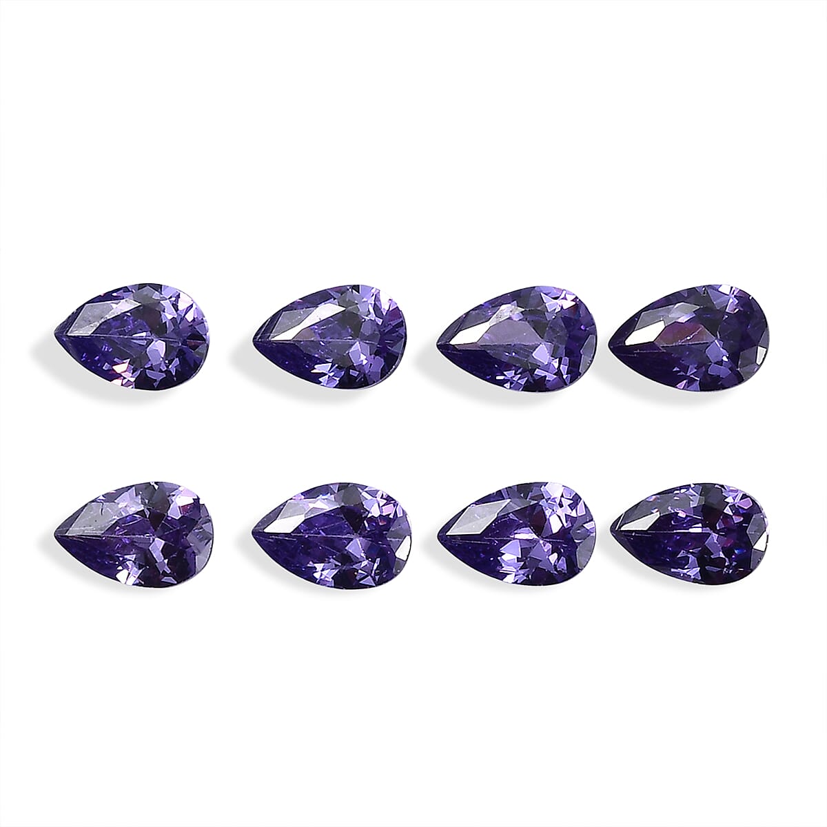 Set Of 8 Blue Cubic Zirconia Pear 6X4 mm Gemstone, 4.80 Ct
