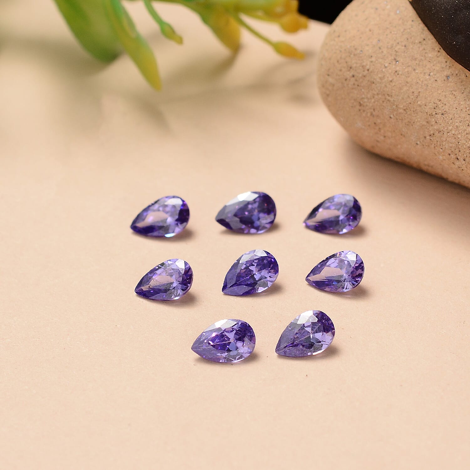 Set Of 8 Blue Cubic Zirconia Pear 6X4 mm Gemstone, 4.80 Ct