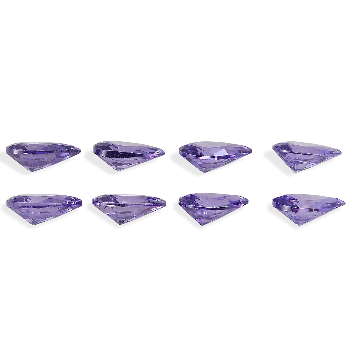 Set Of 8 Blue Cubic Zirconia Pear 6X4 mm Gemstone, 4.80 Ct