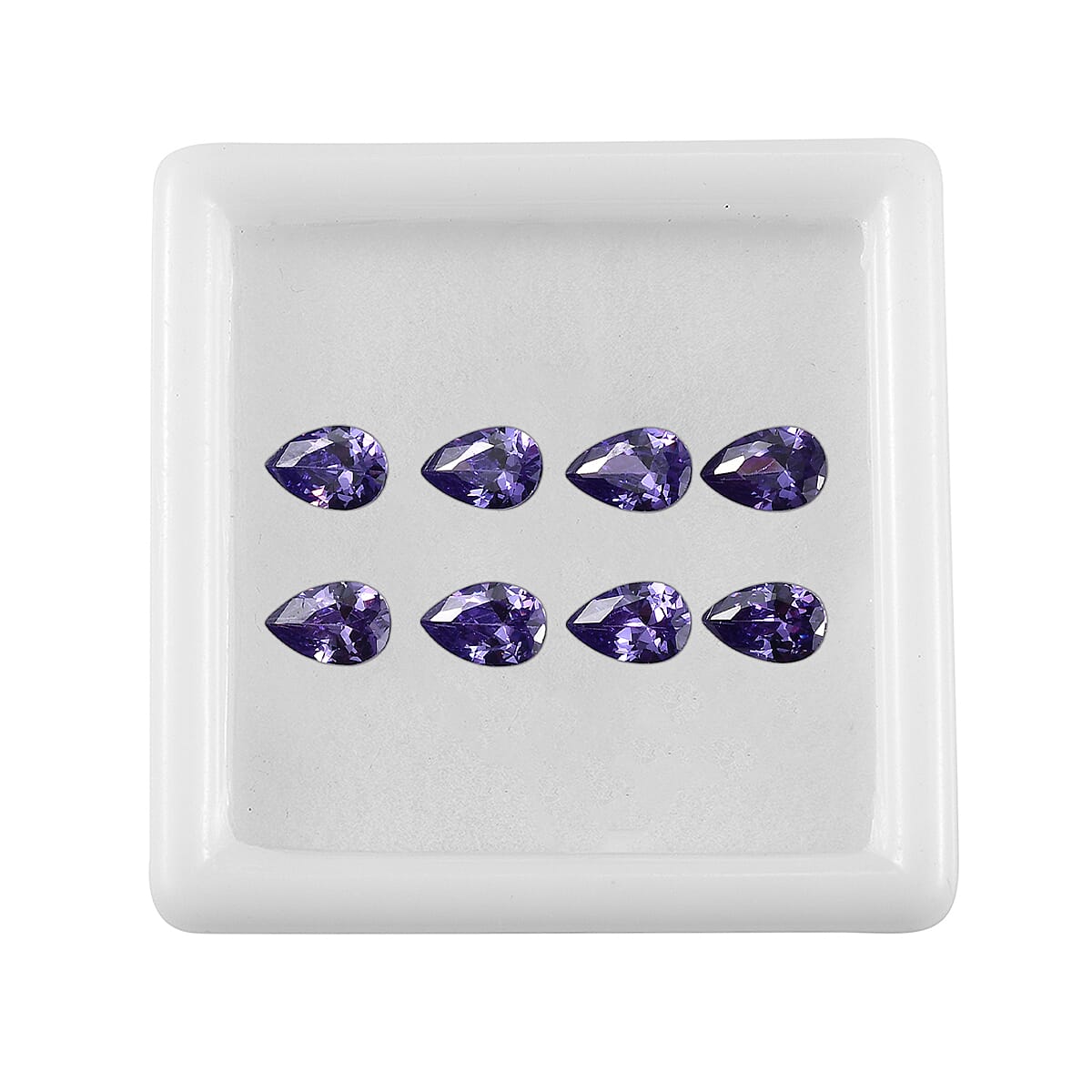 Set Of 8 Blue Cubic Zirconia Pear 6X4 mm Gemstone, 4.80 Ct