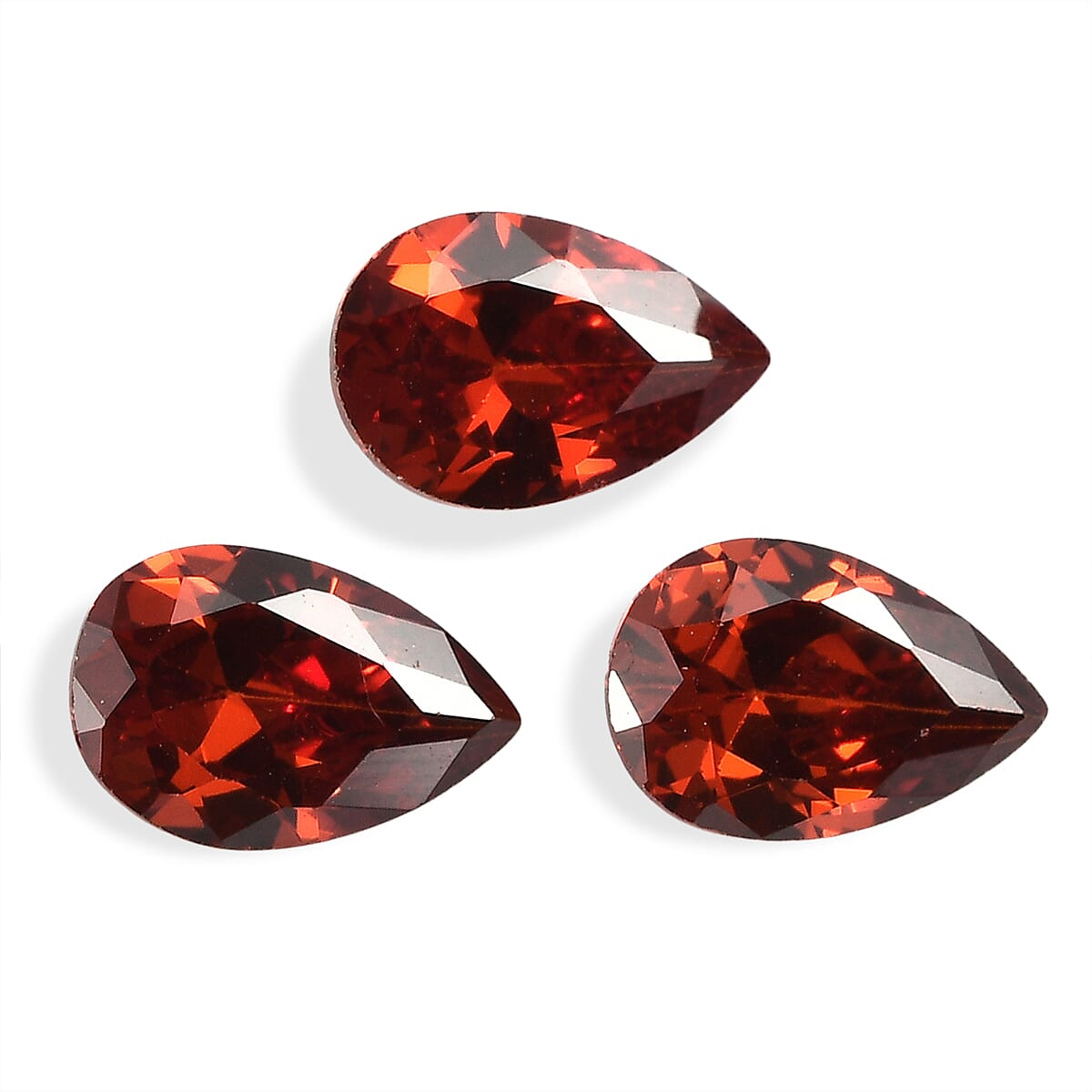 Set Of 3 Garnet Cubic Zirconia Pear 6X4 mm Gemstone, 1.86 Ct