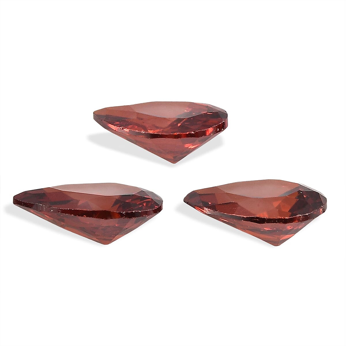Set Of 3 Garnet Cubic Zirconia Pear 6X4 mm Gemstone, 1.86 Ct