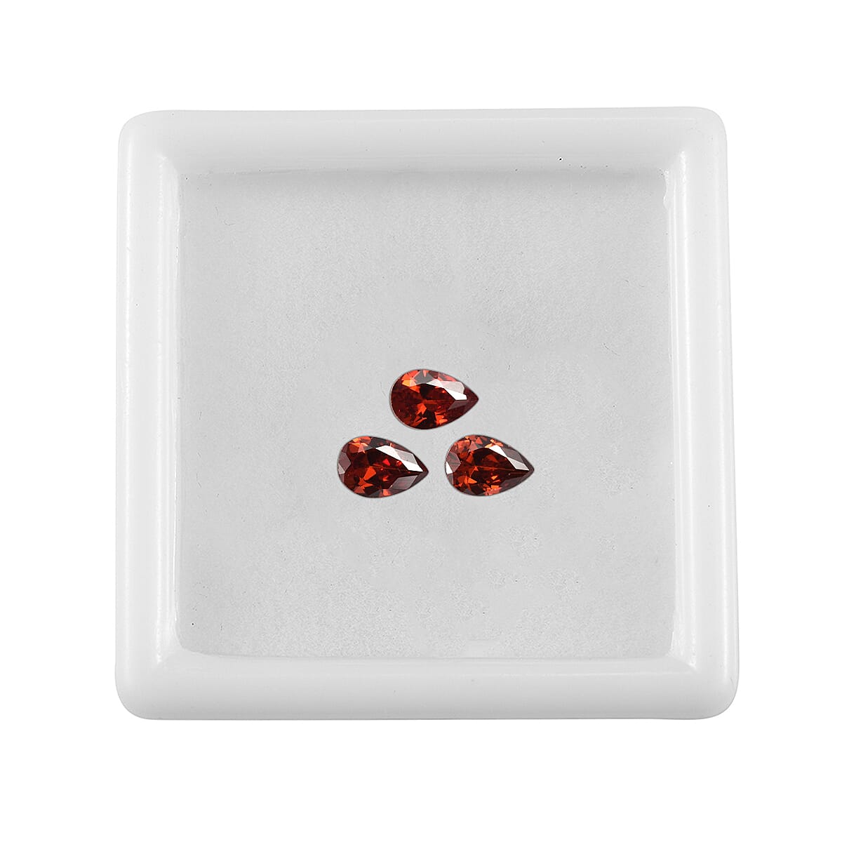 Set Of 3 Garnet Cubic Zirconia Pear 6X4 mm Gemstone, 1.86 Ct