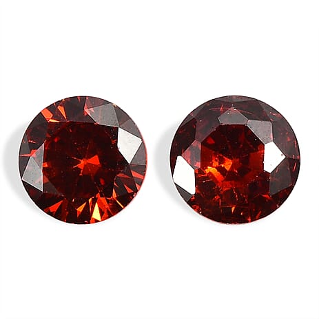 Set Of 2 Garnet Cubic Zirconia Round 5 mm Gemstone, 1.64 Ct