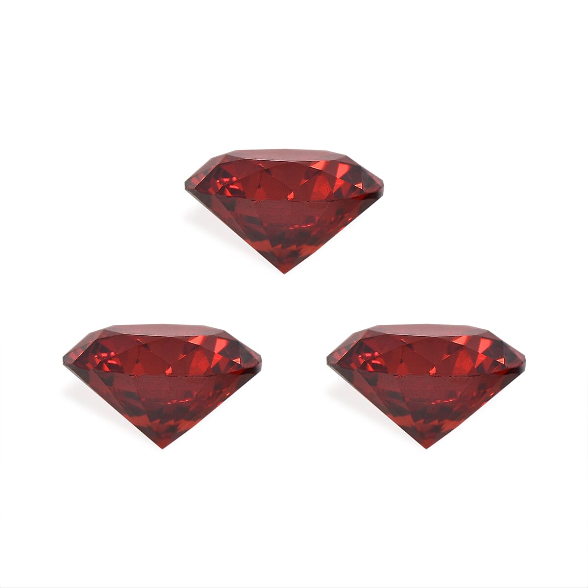 Set Of 3 Garnet Cubic Zirconia Round 6 mm Gemstone, 4.26 Ct