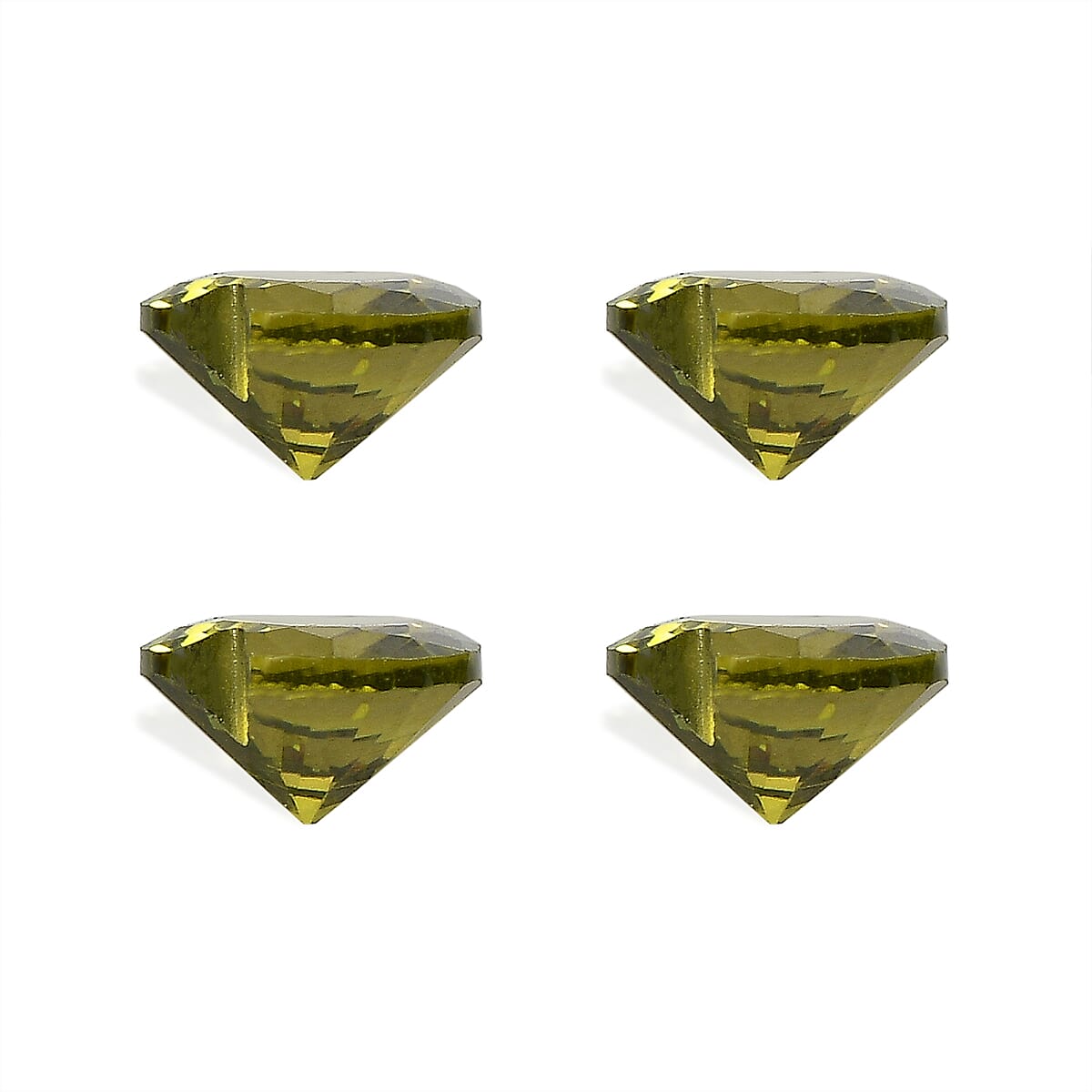 Set Of 4 Peridot Cubic Zirconia Heart 6 mm Gemstone, 5.31 Ct