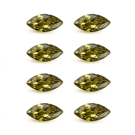 Set Of 8 Peridot Cubic Zirconia Marquee 5X2.5 mm Gemstone, 1.68 Ct