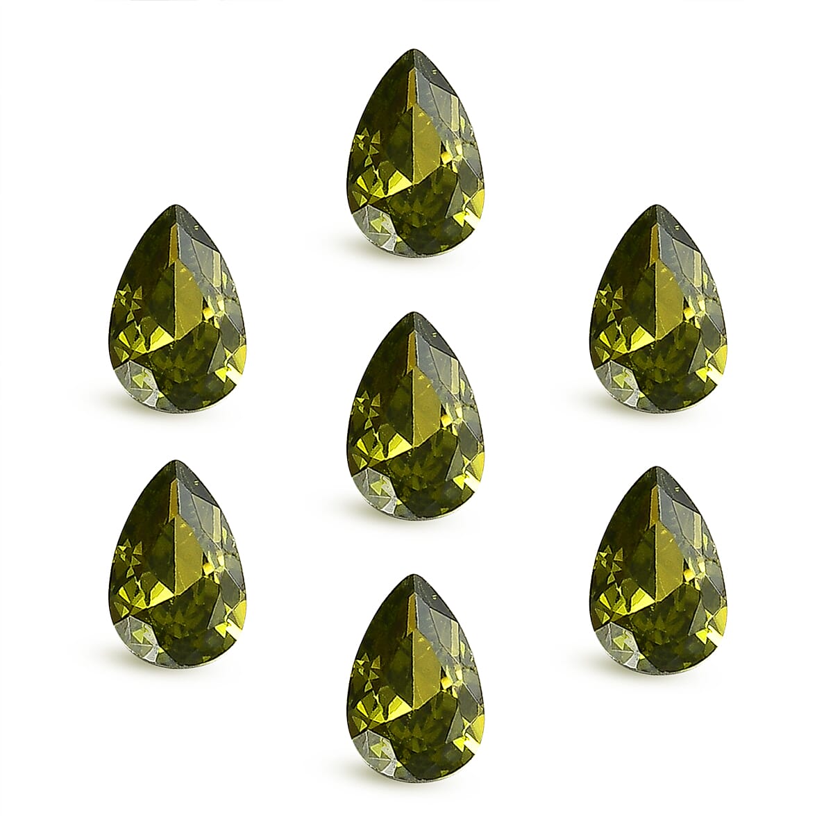 Set Of 8 Peridot Cubic Zirconia Pear 6X4 mm Gemstone, 4.61 Ct