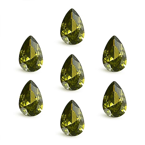 Set Of 8 Peridot Cubic Zirconia Pear 6X4 mm Gemstone, 4.61 Ct