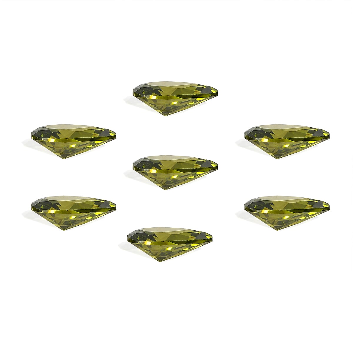 Set Of 8 Peridot Cubic Zirconia Pear 6X4 mm Gemstone, 4.61 Ct