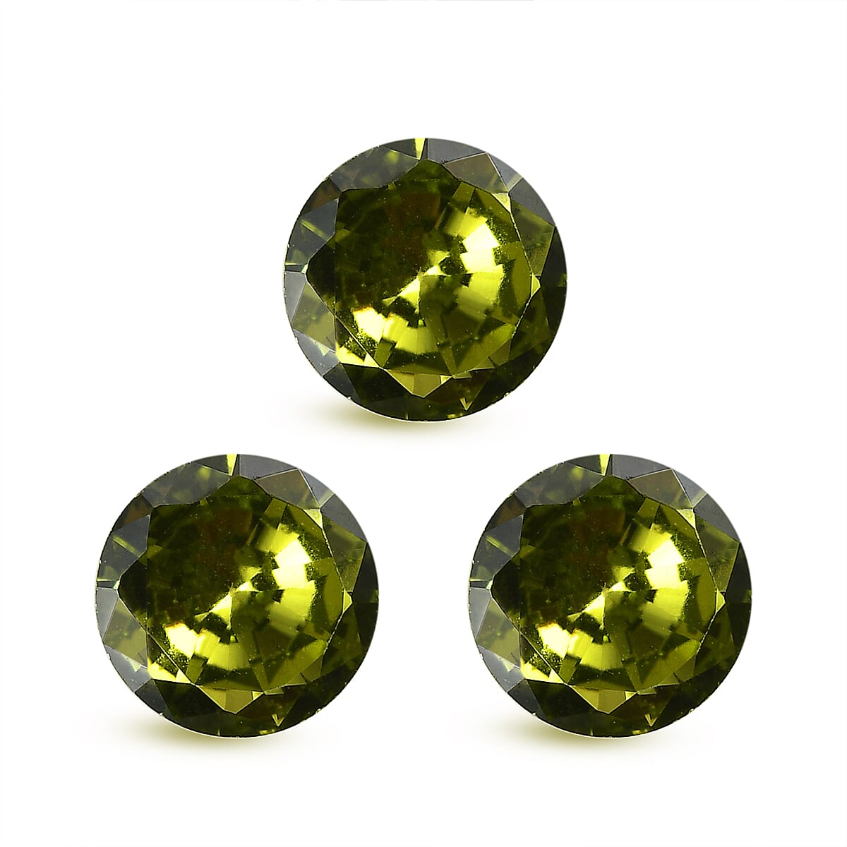 Set Of 3 Peridot Cubic Zirconia Round 5 mm Gemstone, 2.30 Ct