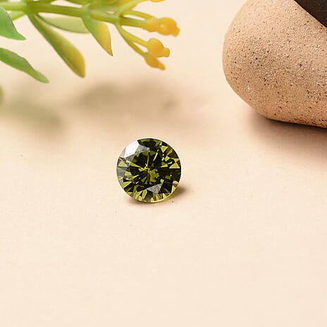 Peridot Cubic Zirconia Round 8 mm Gemstone, 3.36 Ct