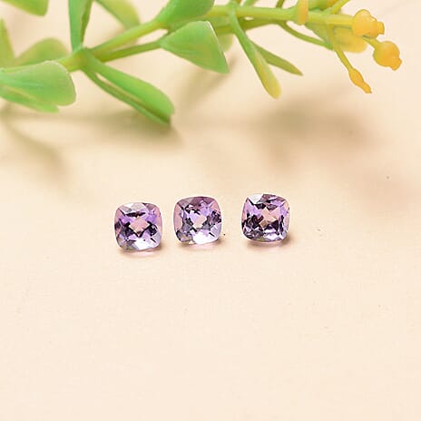 Set Of 3 Pink Amethyst Cushion Cut 5X5 mm Gemstone, 1.62 Ct