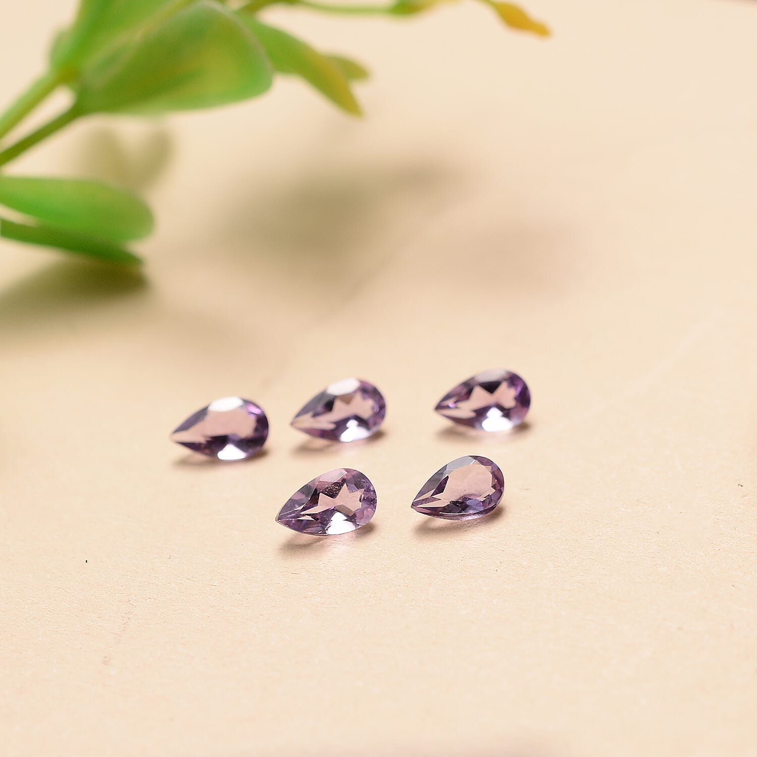 Set Of 5 Pink Amethyst Pear 5X3 mm Gemstone, 0.94 Ct