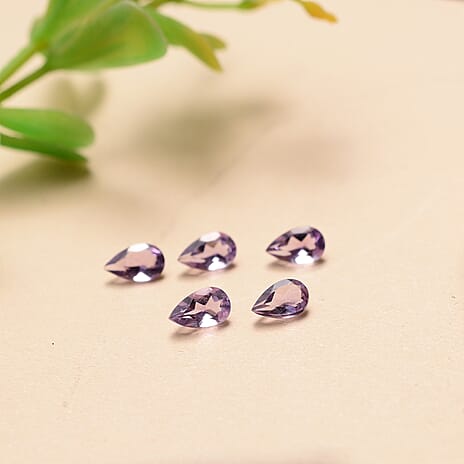 Set Of 5 Pink Amethyst Pear 5X3 mm Gemstone, 0.94 Ct