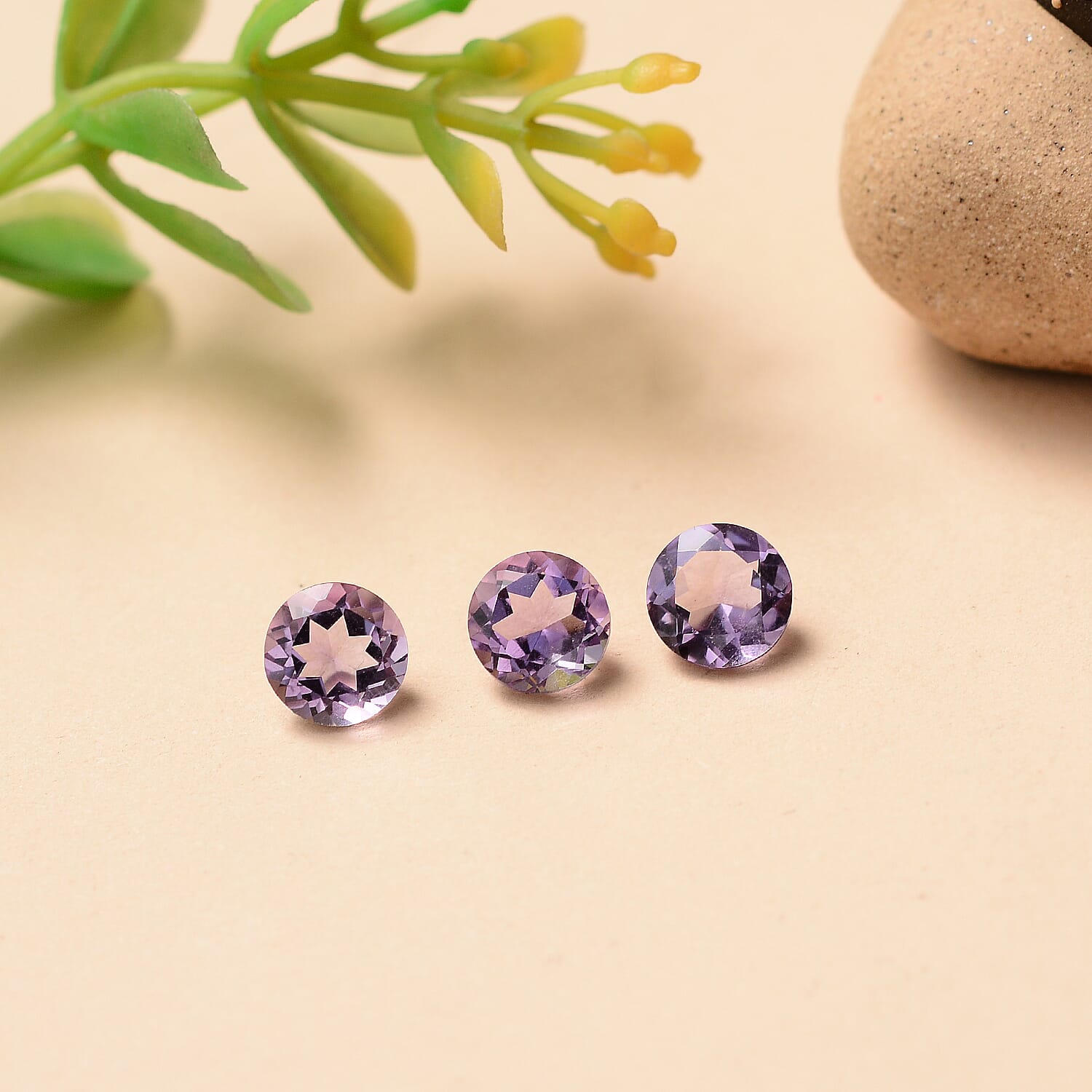 Set Of 3 Pink Amethyst Round 6 mm Gemstone, 2.36 Ct