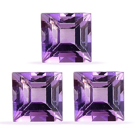 Set Of 3 Pink Amethyst Square 4 mm Gemstone, 0.98 Ct