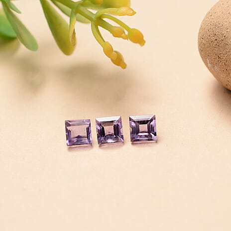 Set Of 3 Pink Amethyst Square 4 mm Gemstone, 0.98 Ct