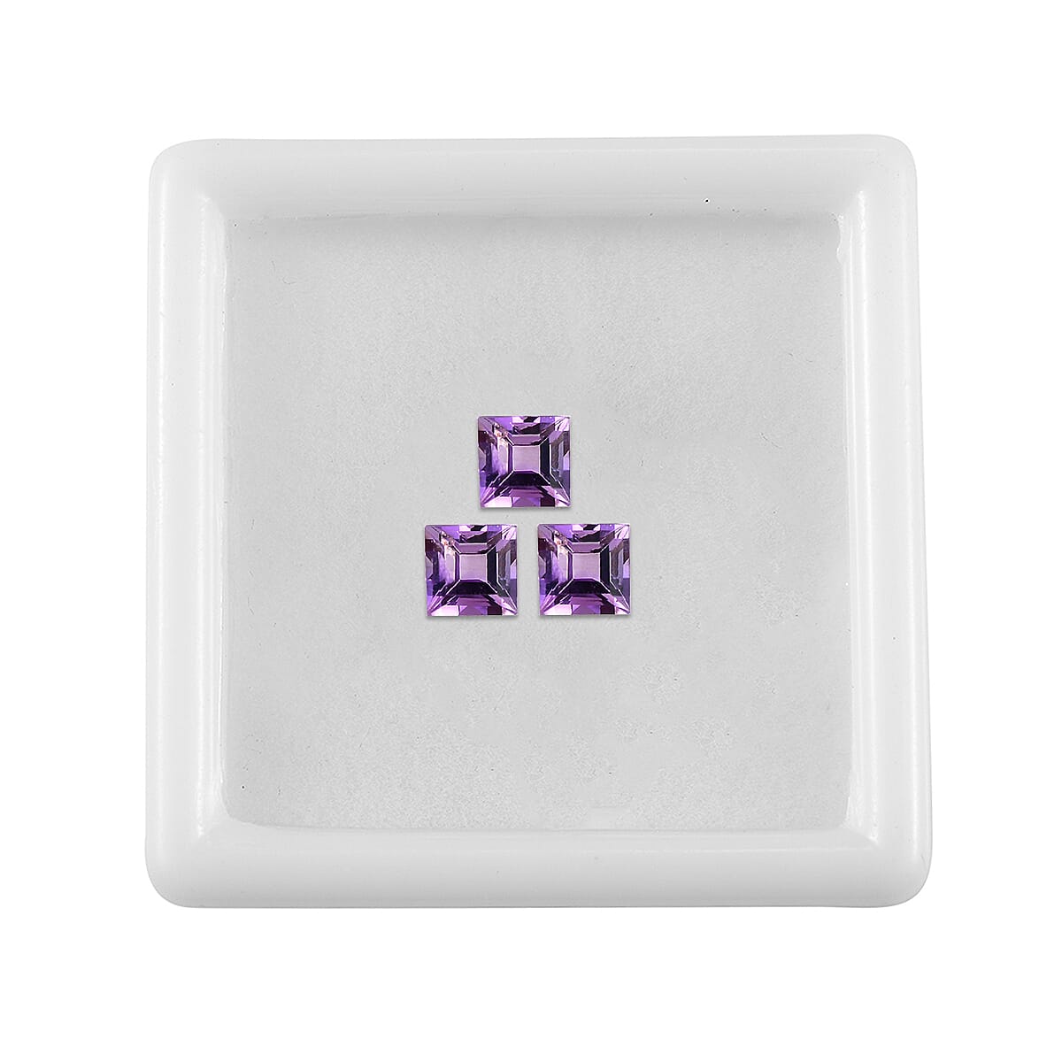 Set Of 3 Pink Amethyst Square 4 mm Gemstone, 0.98 Ct