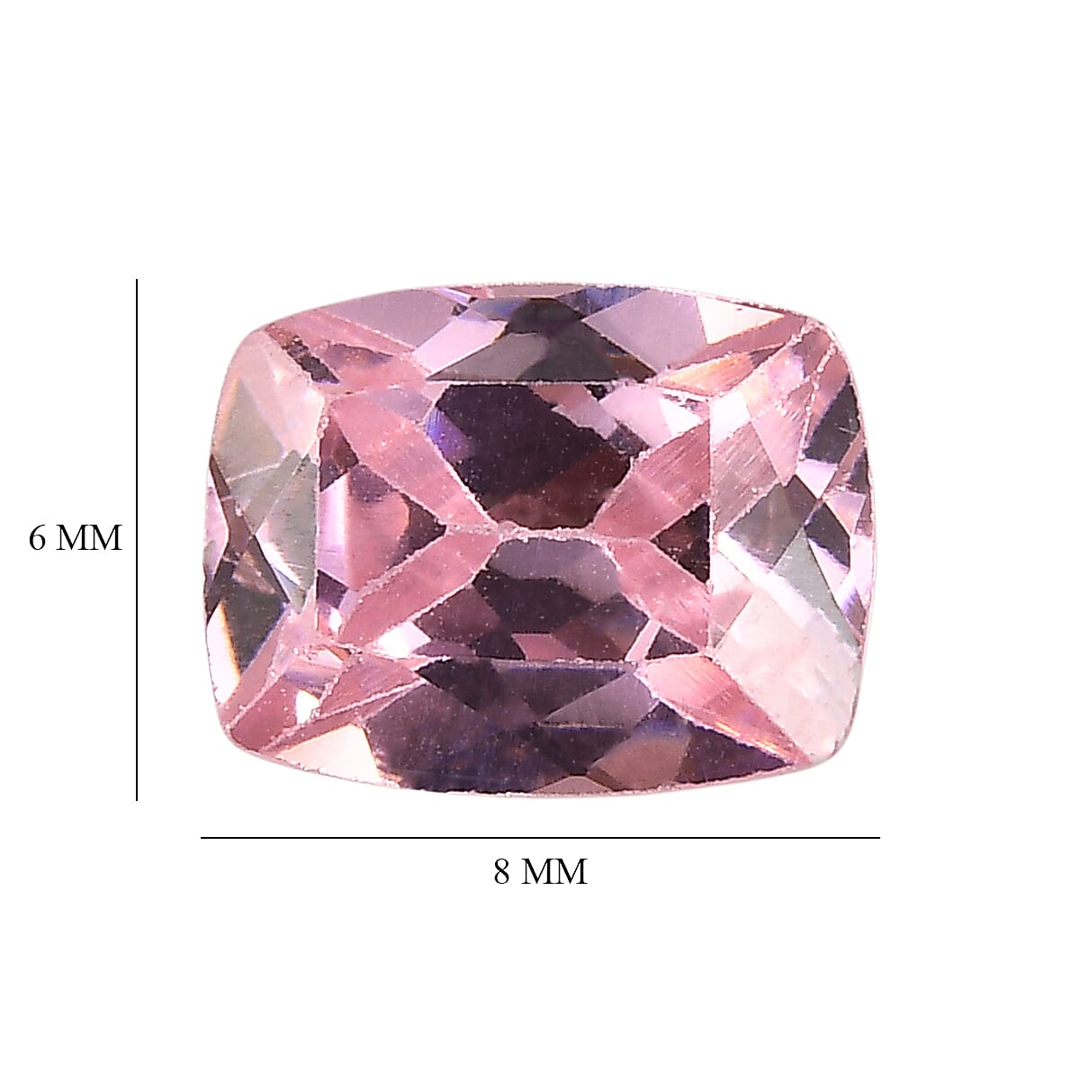 Pink Cubic Zirconia Cushion Cut 8X6 mm Gemstone, 2.28 Ct