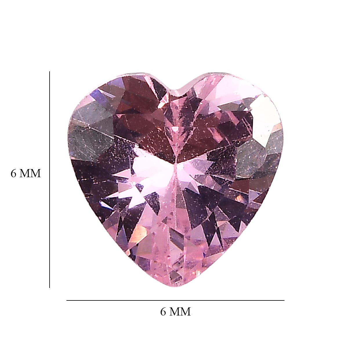 Pink Cubic Zirconia Heart 6 mm Gemstone, 1.36 Ct