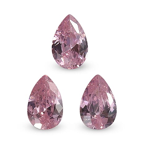 Set Of 3 Pink Cubic Zirconia Pear 6X4 mm Gemstone, 1.96 Ct