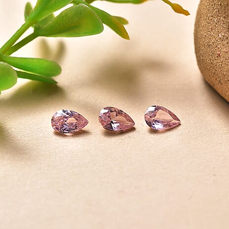 Set Of 3 Pink Cubic Zirconia Pear 6X4 mm Gemstone, 1.96 Ct