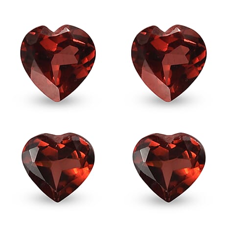 Set Of 4 Red Garnet Heart 5 mm Gemstone, 2.15 Ct