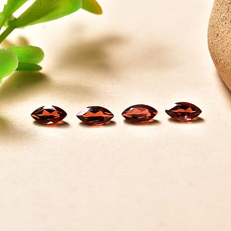 Set Of 4 Red Garnet Marquee 6X3 mm Gemstone, 1.24 Ct