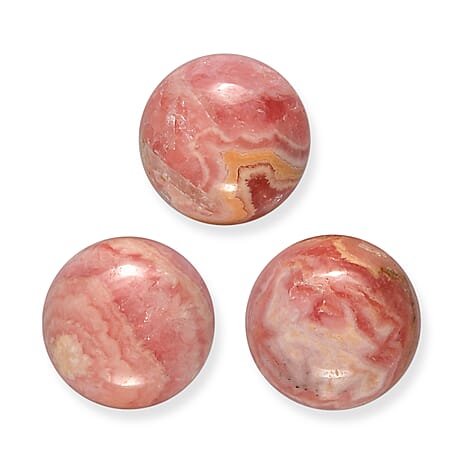 Set Of 3 Rhodochrosite Round 7 mm Gemstone, 3.75 Ct