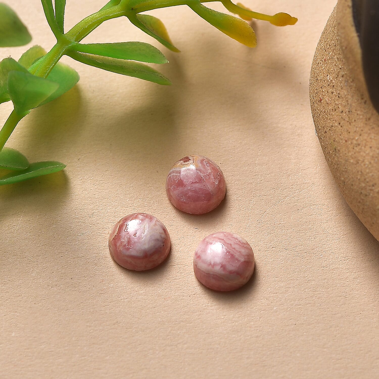 Set Of 3 Rhodochrosite Round 7 mm Gemstone, 3.75 Ct