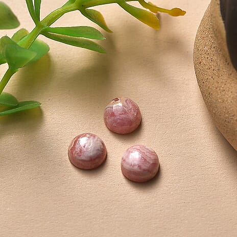 Set Of 3 Rhodochrosite Round 7 mm Gemstone, 3.75 Ct