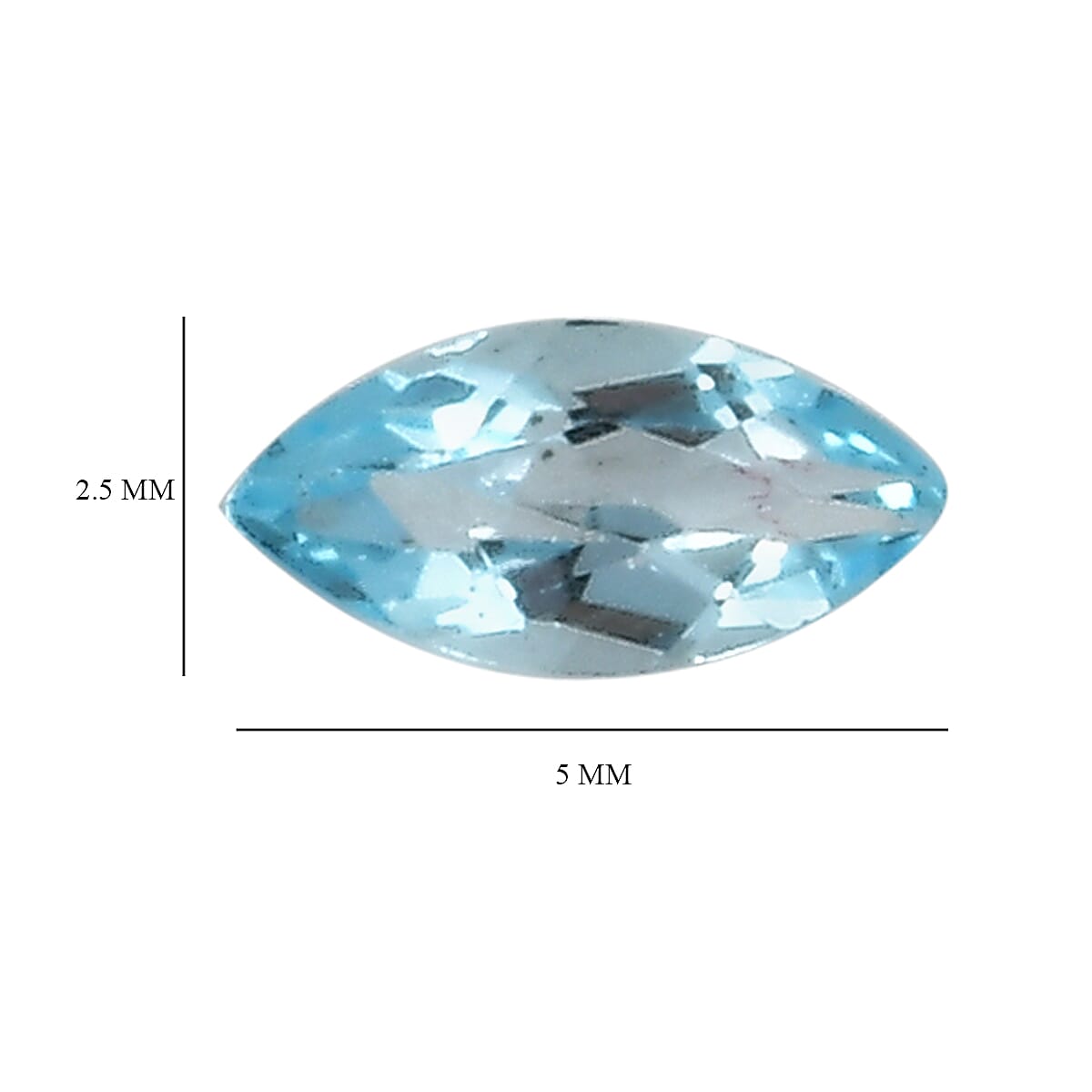 Set Of 5 Skyblue Topaz Marquee 5X2.5 mm Gemstone, 0.73 Ct